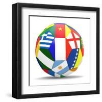 Football and Flags Representing All Countries Participating in Football World Cup in Brazil in 2014-paul prescott-Framed Art Print