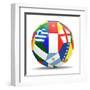 Football and Flags Representing All Countries Participating in Football World Cup in Brazil in 2014-paul prescott-Framed Art Print