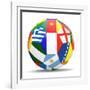 Football and Flags Representing All Countries Participating in Football World Cup in Brazil in 2014-paul prescott-Framed Art Print