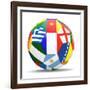 Football and Flags Representing All Countries Participating in Football World Cup in Brazil in 2014-paul prescott-Framed Art Print