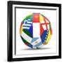 Football and Flags Representing All Countries Participating in Football World Cup in Brazil in 2014-paul prescott-Framed Art Print