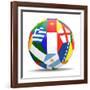 Football and Flags Representing All Countries Participating in Football World Cup in Brazil in 2014-paul prescott-Framed Art Print