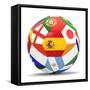 Football and Flags Representing All Countries Participating in Football World Cup in Brazil in 2014-paul prescott-Framed Stretched Canvas