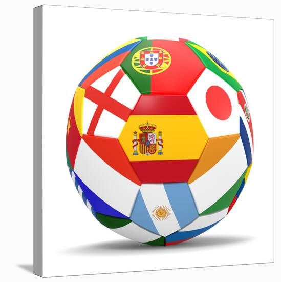 Football and Flags Representing All Countries Participating in Football World Cup in Brazil in 2014-paul prescott-Stretched Canvas