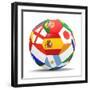 Football and Flags Representing All Countries Participating in Football World Cup in Brazil in 2014-paul prescott-Framed Premium Giclee Print