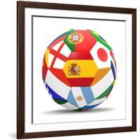 Football and Flags Representing All Countries Participating in Football World Cup in Brazil in 2014-paul prescott-Framed Premium Giclee Print