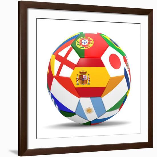 Football and Flags Representing All Countries Participating in Football World Cup in Brazil in 2014-paul prescott-Framed Premium Giclee Print