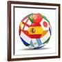 Football and Flags Representing All Countries Participating in Football World Cup in Brazil in 2014-paul prescott-Framed Premium Giclee Print