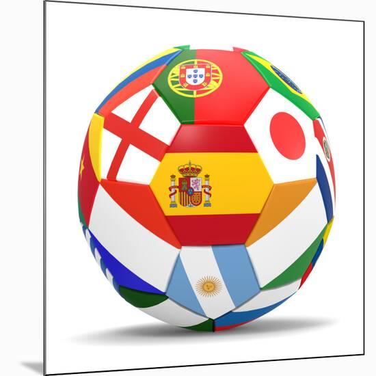 Football and Flags Representing All Countries Participating in Football World Cup in Brazil in 2014-paul prescott-Mounted Premium Giclee Print