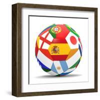 Football and Flags Representing All Countries Participating in Football World Cup in Brazil in 2014-paul prescott-Framed Art Print