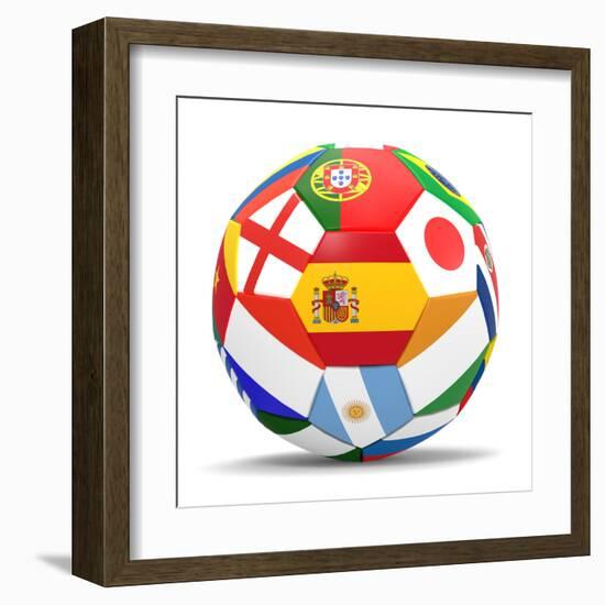 Football and Flags Representing All Countries Participating in Football World Cup in Brazil in 2014-paul prescott-Framed Art Print