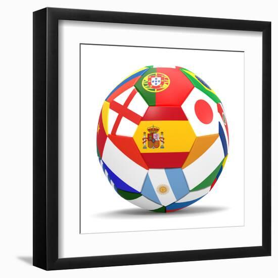 Football and Flags Representing All Countries Participating in Football World Cup in Brazil in 2014-paul prescott-Framed Art Print