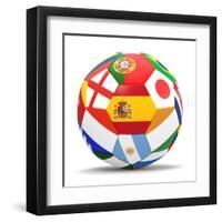 Football and Flags Representing All Countries Participating in Football World Cup in Brazil in 2014-paul prescott-Framed Art Print