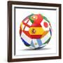 Football and Flags Representing All Countries Participating in Football World Cup in Brazil in 2014-paul prescott-Framed Art Print