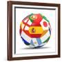 Football and Flags Representing All Countries Participating in Football World Cup in Brazil in 2014-paul prescott-Framed Art Print