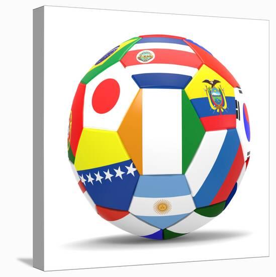 Football and Flags Representing All Countries Participating in Football World Cup in Brazil in 2014-paul prescott-Stretched Canvas