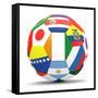 Football and Flags Representing All Countries Participating in Football World Cup in Brazil in 2014-paul prescott-Framed Stretched Canvas