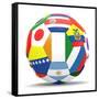 Football and Flags Representing All Countries Participating in Football World Cup in Brazil in 2014-paul prescott-Framed Stretched Canvas