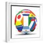 Football and Flags Representing All Countries Participating in Football World Cup in Brazil in 2014-paul prescott-Framed Premium Giclee Print