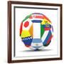 Football and Flags Representing All Countries Participating in Football World Cup in Brazil in 2014-paul prescott-Framed Premium Giclee Print