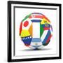 Football and Flags Representing All Countries Participating in Football World Cup in Brazil in 2014-paul prescott-Framed Premium Giclee Print