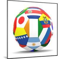 Football and Flags Representing All Countries Participating in Football World Cup in Brazil in 2014-paul prescott-Mounted Art Print