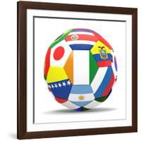 Football and Flags Representing All Countries Participating in Football World Cup in Brazil in 2014-paul prescott-Framed Art Print