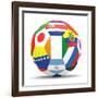 Football and Flags Representing All Countries Participating in Football World Cup in Brazil in 2014-paul prescott-Framed Art Print