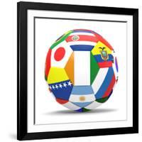 Football and Flags Representing All Countries Participating in Football World Cup in Brazil in 2014-paul prescott-Framed Art Print