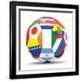 Football and Flags Representing All Countries Participating in Football World Cup in Brazil in 2014-paul prescott-Framed Art Print