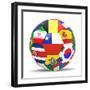 Football and Flags Representing All Countries Participating in Football World Cup in Brazil in 2014-paul prescott-Framed Premium Giclee Print