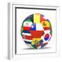 Football and Flags Representing All Countries Participating in Football World Cup in Brazil in 2014-paul prescott-Framed Premium Giclee Print