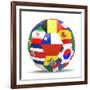 Football and Flags Representing All Countries Participating in Football World Cup in Brazil in 2014-paul prescott-Framed Premium Giclee Print