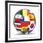 Football and Flags Representing All Countries Participating in Football World Cup in Brazil in 2014-paul prescott-Framed Premium Giclee Print