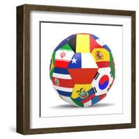 Football and Flags Representing All Countries Participating in Football World Cup in Brazil in 2014-paul prescott-Framed Art Print