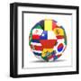 Football and Flags Representing All Countries Participating in Football World Cup in Brazil in 2014-paul prescott-Framed Art Print