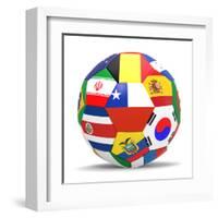 Football and Flags Representing All Countries Participating in Football World Cup in Brazil in 2014-paul prescott-Framed Art Print