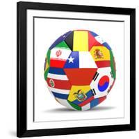 Football and Flags Representing All Countries Participating in Football World Cup in Brazil in 2014-paul prescott-Framed Art Print