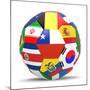 Football and Flags Representing All Countries Participating in Football World Cup in Brazil in 2014-paul prescott-Mounted Art Print