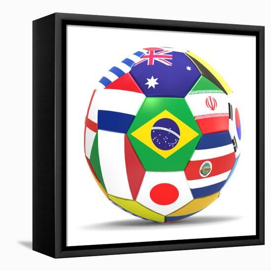 Football and Flags Representing All Countries Participating in Football World Cup in Brazil in 2014-paul prescott-Framed Stretched Canvas