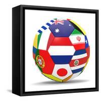 Football and Flags Representing All Countries Participating in Football World Cup in Brazil in 2014-paul prescott-Framed Stretched Canvas