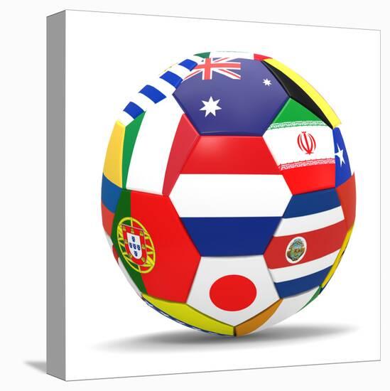 Football and Flags Representing All Countries Participating in Football World Cup in Brazil in 2014-paul prescott-Stretched Canvas