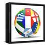 Football and Flags Representing All Countries Participating in Football World Cup in Brazil in 2014-paul prescott-Framed Stretched Canvas