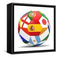 Football and Flags Representing All Countries Participating in Football World Cup in Brazil in 2014-paul prescott-Framed Stretched Canvas