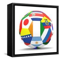 Football and Flags Representing All Countries Participating in Football World Cup in Brazil in 2014-paul prescott-Framed Stretched Canvas