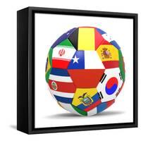 Football and Flags Representing All Countries Participating in Football World Cup in Brazil in 2014-paul prescott-Framed Stretched Canvas