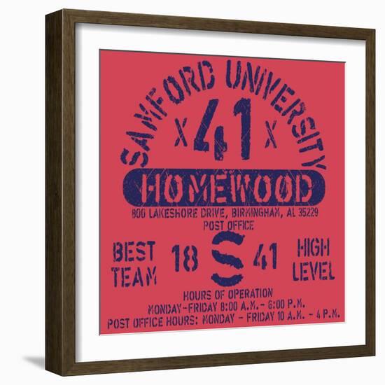 Football Athletic Sport Samford Typography, T-Shirt Graphics, Vectors-emeget-Framed Art Print