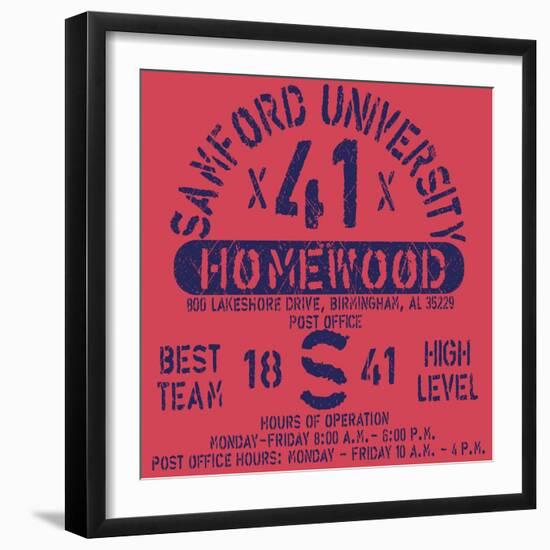 Football Athletic Sport Samford Typography, T-Shirt Graphics, Vectors-emeget-Framed Art Print