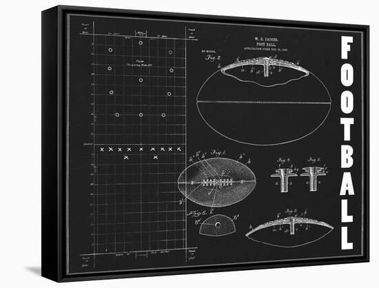 Football Blueprint 1-Tina Carlson-Framed Stretched Canvas