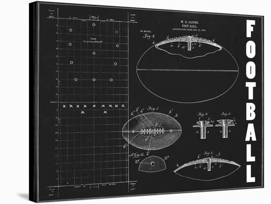 Football Blueprint 1-Tina Carlson-Stretched Canvas